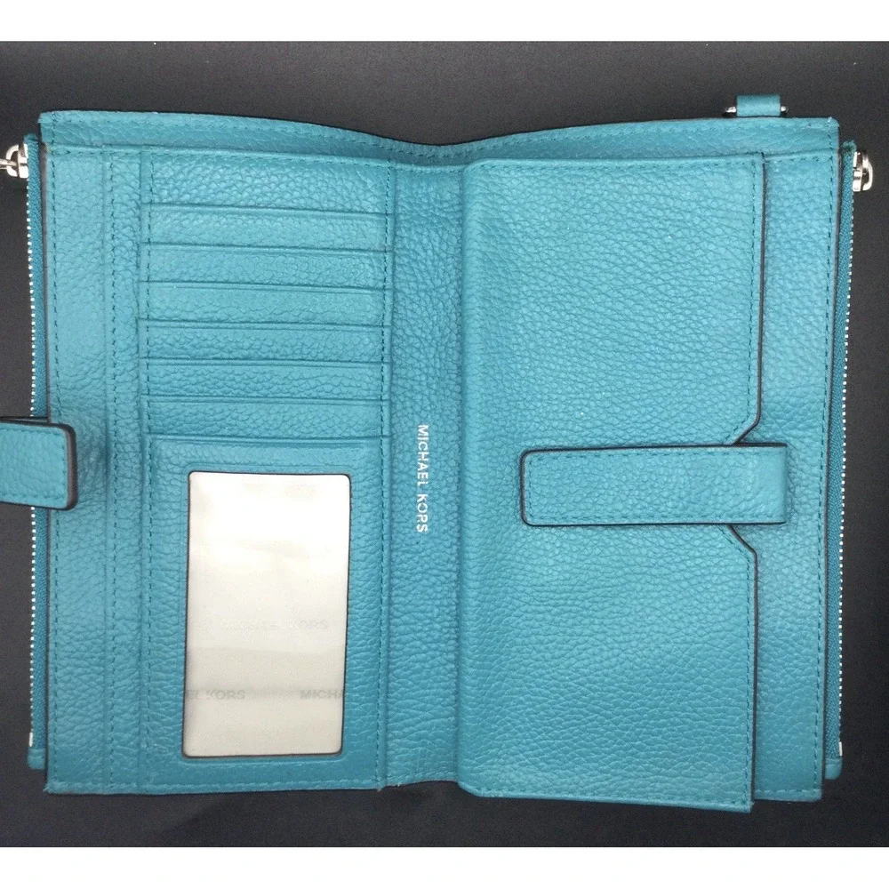 Michael Korsl Double Zip Wristlet blue